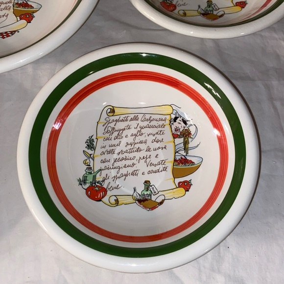 Vintage Italian Pasta Serving spaghetti bowl and 4 pasta bowls set of 5 pieces - Picture 5 of 14
